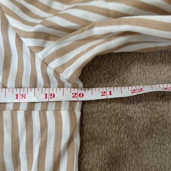 Soft Surroundings asymmetrical Beige Striped Button-Down Shirt - Picture 10 of 13